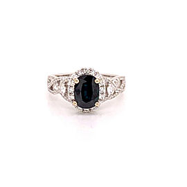 Diamond Blue Sapphire Ring 18k Gold Women 2.62 TCW