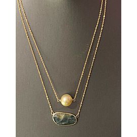 Golden South Sea Pearl Sapphire Necklace 14k Gold 11.7mm