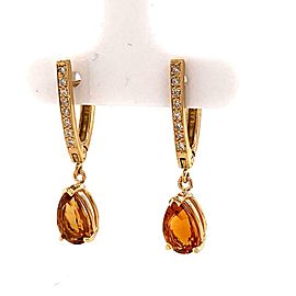 Citrine Diamond Drop Earrings 14k Gold 3.79 TCW Women