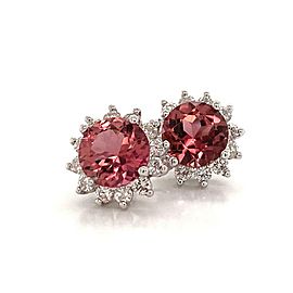 Rubellite Tourmaline Diamond Earrings 14k Gold 4.95 TCW Certified $4,975 017965