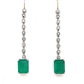 Emerald Diamond Earrings 18K Gold 4.9 TCW Certified $6,975 017910