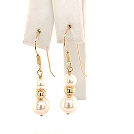 Akoya Pearl Earrings 14 KT Gold 8.10-5.50 mm Certified $799 013386