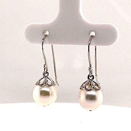 Akoya Pearl Earrings 14 KT White Gold 8.92 mm Certified $990 017529