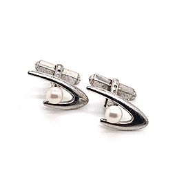 Mikimoto Estate Cufflinks Sterling Silver 6.77 Gr 5.38 mm M152