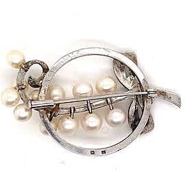 Mikimoto Estate Pin Brooch Sterling Silver 7.47 Gr 5.50 mm M164