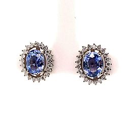 Diamond Sapphire Earrings 14k Gold 3.24 TCW Certified $5,950 018655