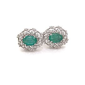 Diamond Emerald Earrings 14k White Gold 2.17 TCW Certified $5,950 018695