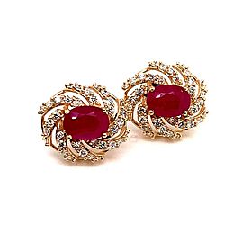 Diamond Ruby Earrings 14k Yellow Gold 3.64 TCW Certified $6,950 018671