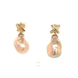 Freshwater Pearl Earrings 14k Yellow Gold 25 mm Certified $1,290 920920