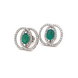 Diamond Emerald Earrings 14k White Gold 2.16 TCW Certified $6,950 018689