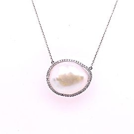 Diamond Freshwater Pearl Necklace 18k Gold 21.02 mm Certified $3,490 111310