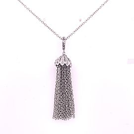 Diamond Tassel Pendant Chain Necklace 18k Gold 0.15 TCW Certified $3,950 111311