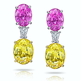 David Gross Oval Pink and Yellow Sapphires and Diamond Earrings