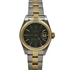 Rolex Ladies Datejust 26mm, Steel, and 18k Yellow Gold, Black stick dial. 69173