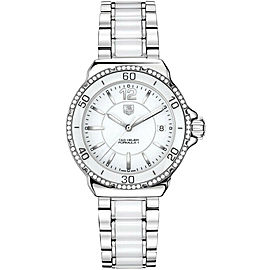 TAG HEUER FORMULA 1 WAH1213.BA0861 WHITE CERAMIC DIAMOND LADIES SWISS WATCH