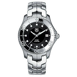 TAG HEUER MENS LINK WJ1113.BA0575 DIAMOND DIAL STEEL MENS BLACK PRESTIGE WATCH