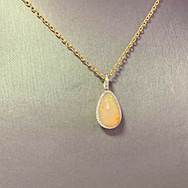 Natural Ethiopian Opal Diamond Necklace 17" 9.23 TCW Certified $5,950 114431