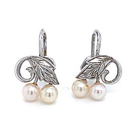 Mikimoto Estate Akoya Pearl Clip On Earrings Sterling Silver 4.94 mm M171