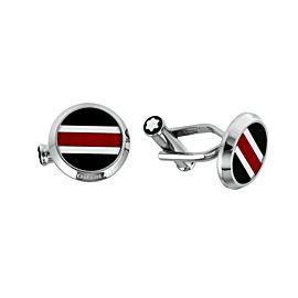 MONTBLANC URBAN SPIRIT RACING STEEL CUFFLINKS RED BLACK LACQUER GERMANY 118596