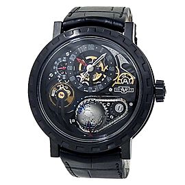 DeWitt Academia Hour Planet Titanium Leather Manual Black Men's Watch AC.GMT.002