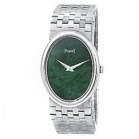 Piaget Vintage Oval 18k White Gold Manual Green Ladies Watch 9862