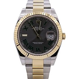 Men's Rolex Datejust 41, 18k Yellow Gold, Stainless Steel, Slate Dial, 126333