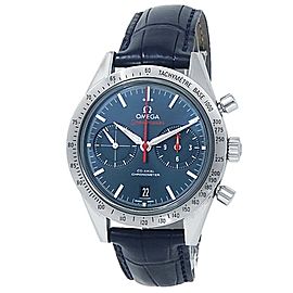 Omega Speedmaster Stainless Steel Leather Blue Men's Watch