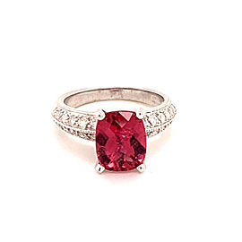 Diamond Rubellite Tourmaline Ring 14k Gold 4.10TCW Women Certified