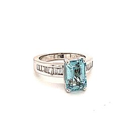 Diamond Aquamarine Ring 3.30TCW 14k Gold Women Certified