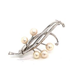 Mikimoto Estate Akoya Pearl Brooch Pin Sterling Silver 6.6mm 5.43 gr M185