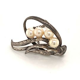 Mikimoto Estate Akoya Pearl Brooch Pin Sterling Silver 6.5 mm 5.56 Grams