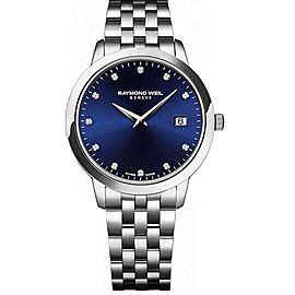 BRAND NEW RAYMOND WEIL TOCCATA 5388-ST-50081 BLUE 34MM SWISS QUARTZ LADIES WATCH