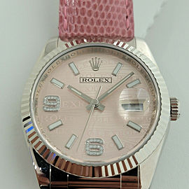 Mens Rolex Datejust 116139 36mm 18k White Gold Special Pink Dial 2000s RJC108