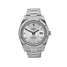 Rolex Datejust 41mm Stainless Steel Silver Diamond Dial116334 Oyster