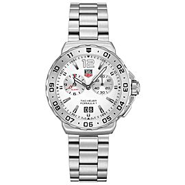 TAG HEUER FORMULA 1 WAU111B.BA0858 ALARM QUARTZ WHITE STEEL MENS SPORTS WATCH