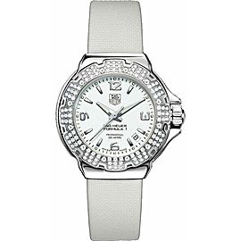 TAG HEUER FORMULA 1 WAC1215.BC0840 DIAMOND LADY WHITE SATIN QUARTZ WATCH