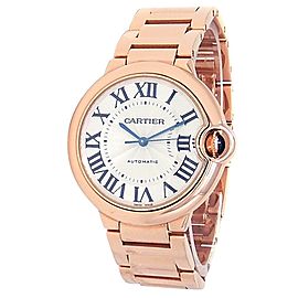 Cartier Ballon Bleu 18k Rose Gold Automatic Silver Watch W69004Z2