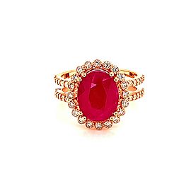 Natural Ruby Diamond Ring 14k Gold 4.9 TCW Size 7.25 GIA Certified $5,950 111854