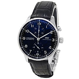 IWC Portugieser Stainless Steel Black Leather Auto Black Men's Watch