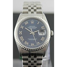 ROLEX DATEJUST 16220 OCEAN BLUE ROMAN MEN'S 36MM JUBILEE AUTHENTICATED WATCH