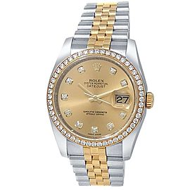 Rolex Datejust 18k Yellow Gold Stainless Steel Diamonds Champagne Watch 116243