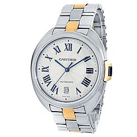 Cartier Cle de Cartier 18k Rose Gold Stainless Steel Auto Silver Watch