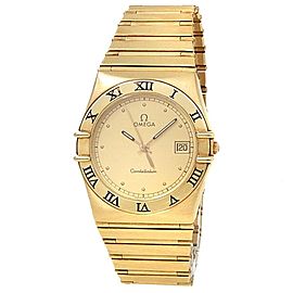 Omega Constellation 18k Yellow Gold Quartz Champagne Ladies Watch