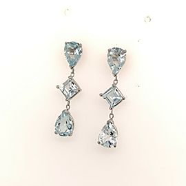 Natural Aquamarine Earrings 14k Gold 4.75 CTW 1.25" Certified $3,595 114443