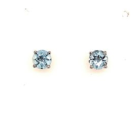 Natural Aquamarine Stud Earrings 14k White Gold