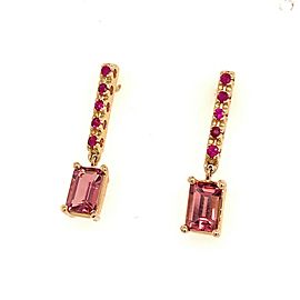 Rubellite Tourmaline Ruby Earrings 14k Gold