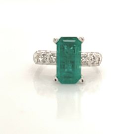 Natural Emerald Diamond Ring Size 6 14k Gold 2.95 TCW Certified $5,950 113434