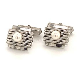 Mikimoto Estate Akoya Pearl Cufflinks Sterling Silver