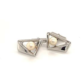 Mikimoto Estate Akoya Pearl Cufflinks Sterling Silver