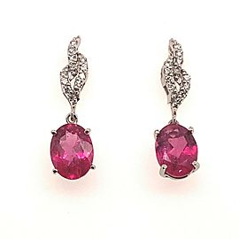 Diamond Rubellite Tourmaline Earrings 14k Gold 2.20 TCW Certified